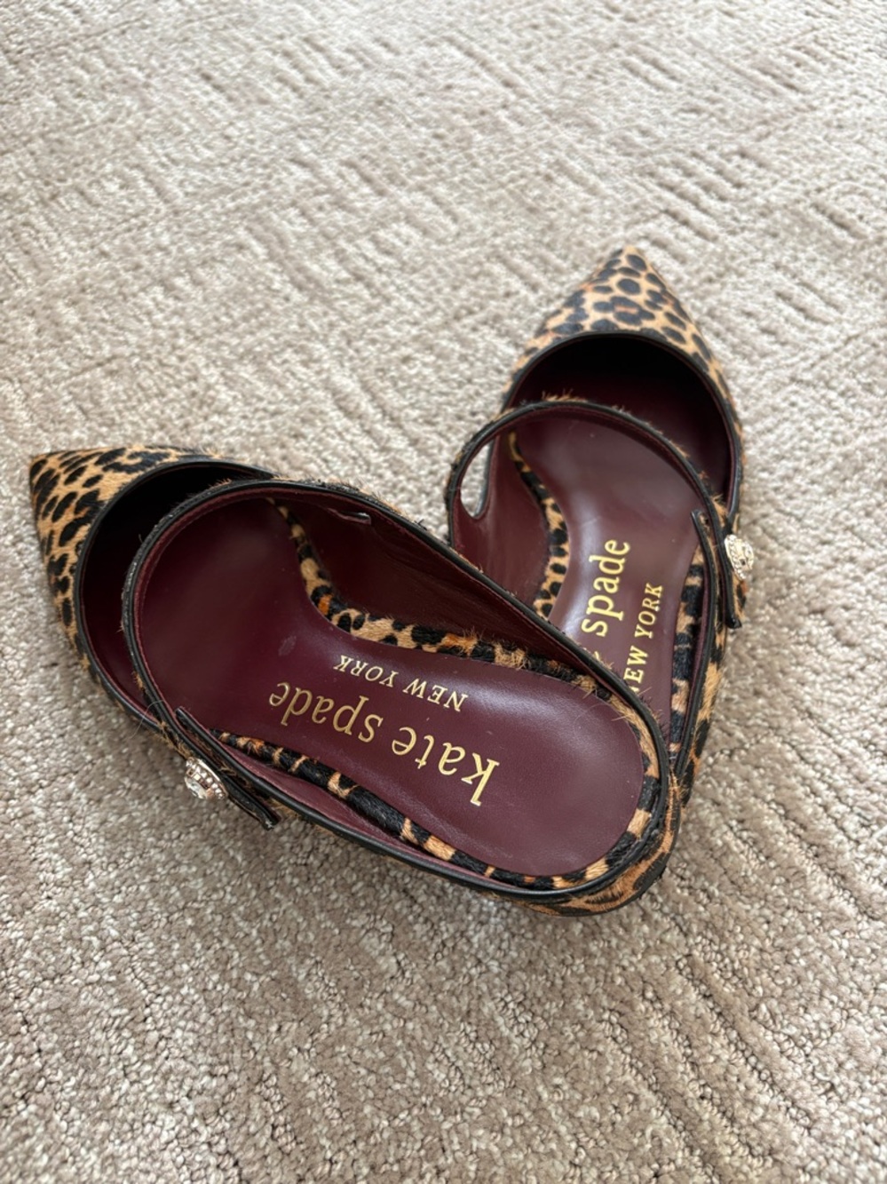 kate spade Leopard-Print Pointed Toe Slingback Flats - Tan & Black EUC 🍀 - Picture 12 of 13